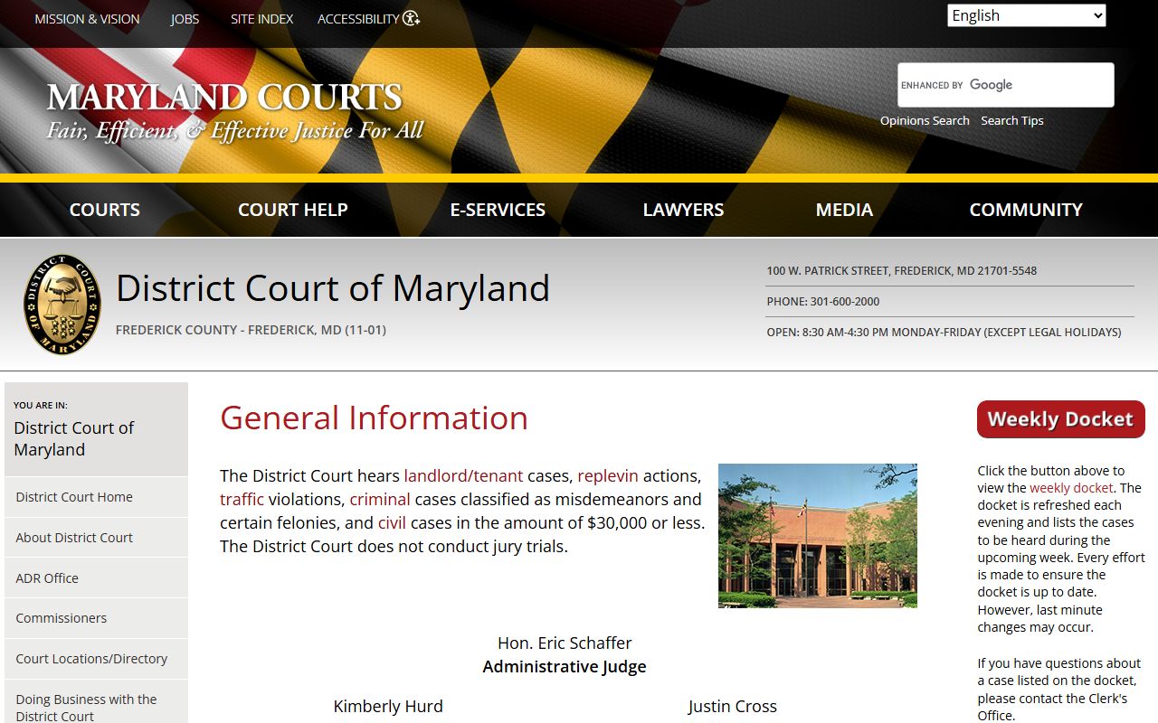 Frederick County District Court handling DUI records in Frederick Maryland