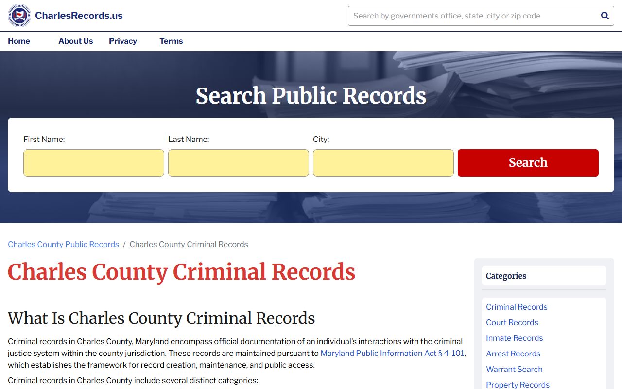 Charles County criminal records information for Waldorf DUI case lookup