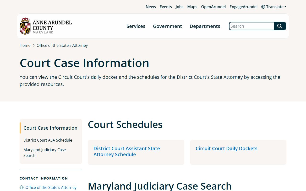 Anne Arundel County State's Attorney case information for DUI records